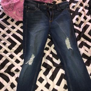 Dark blue ripped skinny jeans